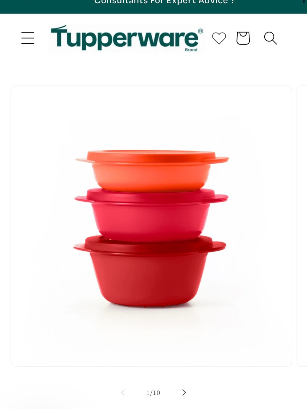 Tupperware Stackable Crystalwave Food Bowls in Red, Pink & Orange